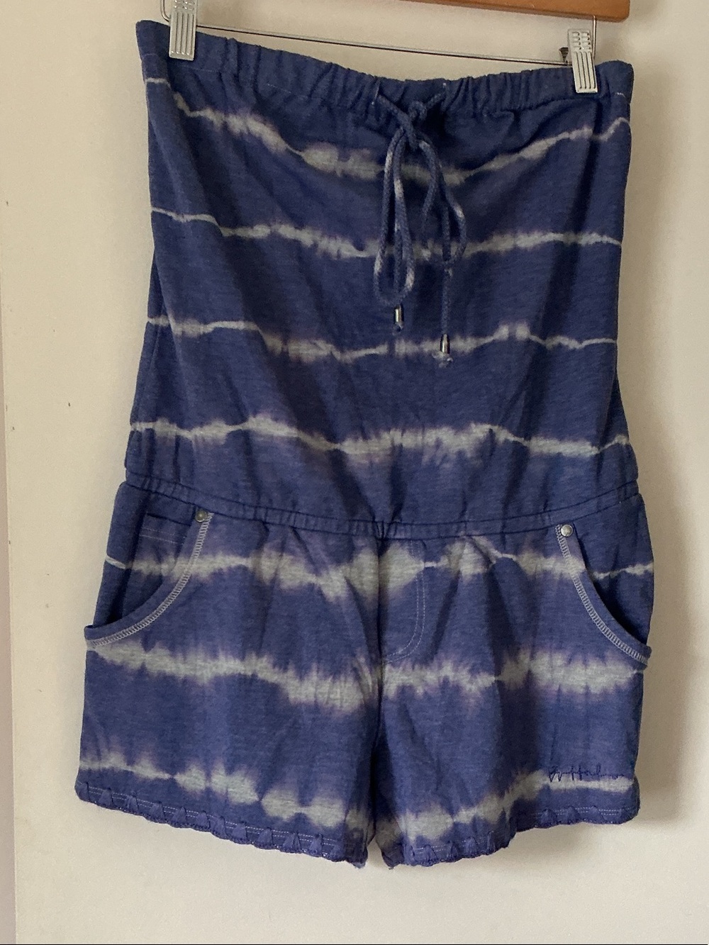 BUFFALO DAVID BITTON Blue Tie-Dye Strapless Romper